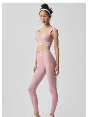 ALO Yoga Pink Sculpting Bustier & High-Waist Leggings Set